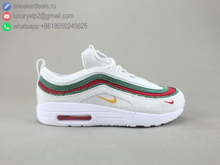 NIKE AIR MAX 1/97 VF SW WHITE RED CORDUROY UNISEX RUNNING SHOES
